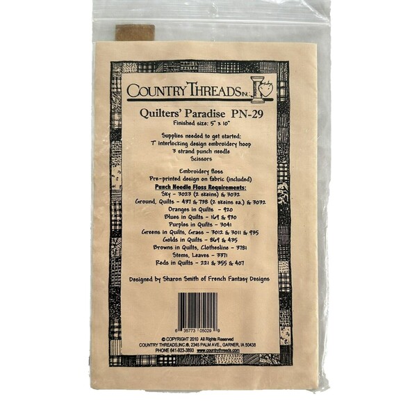 Punch Needle Embroidery Preprinted Fabric Country Threads Quilters Paradise PN29 - Picture 3 of 4